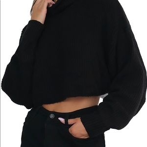 Black cropped turtle neck sweater